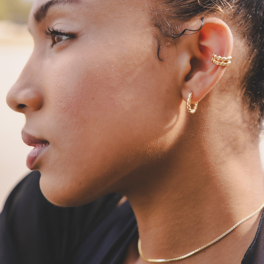 Hazel Textured 15 mm Hoop Earrings